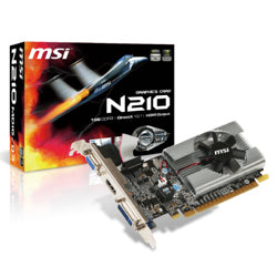 MSI - Tarjeta de Video GeForce MSI N210 1GB Single Fan DDR3 PCIe 2.0 64 bits 1xHDMI 1xD-Sub 1-DVI