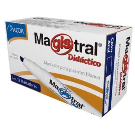 MAGISTRAL - Marcador Magistral Didáctico Pizarrón Blanco Color Azul C/12 Pzas