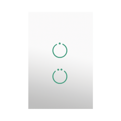 SMARTHOME BY EPCOM - (ZWAVE) Interruptor On/Off panel táctil touch inalámbrico Zwave Plus 2 botones. No requiere cable neutro, Compatible con Hubitat HC8, Álula  M2M, otros