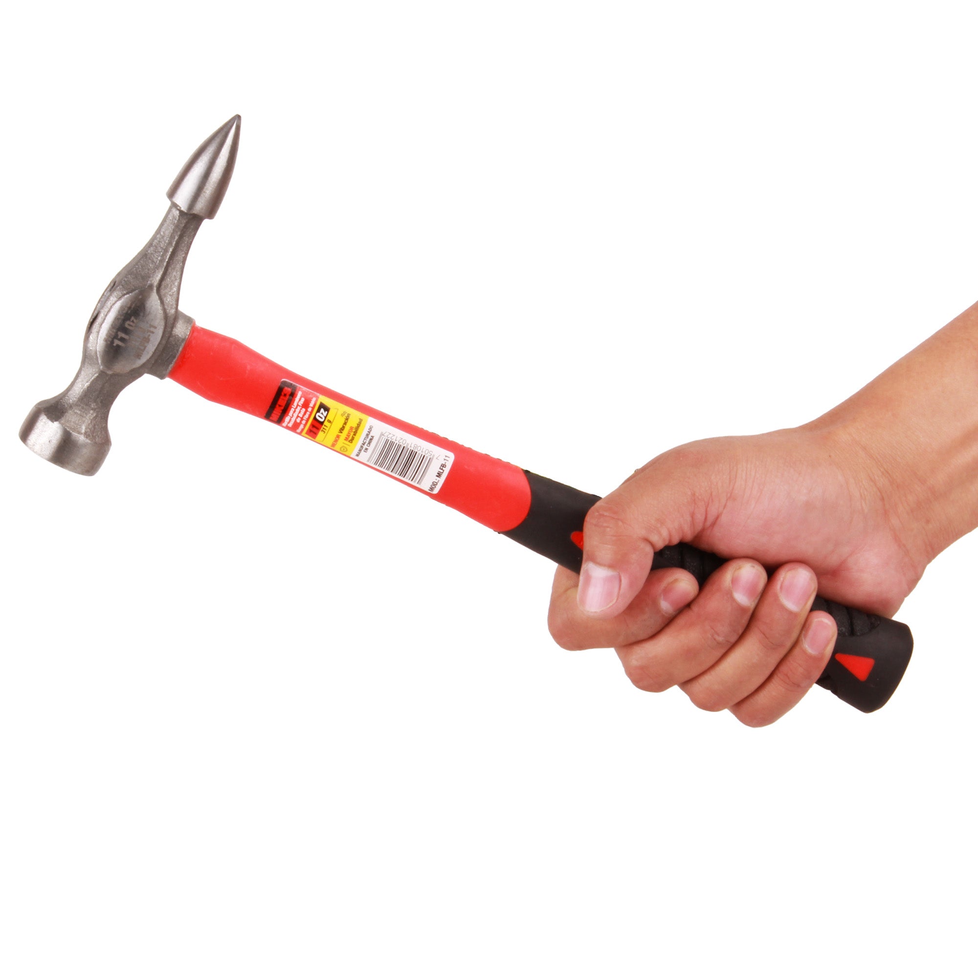 Martillo para laminero desabollador fino de bola, mango de fibra de vidrio (11 oz)