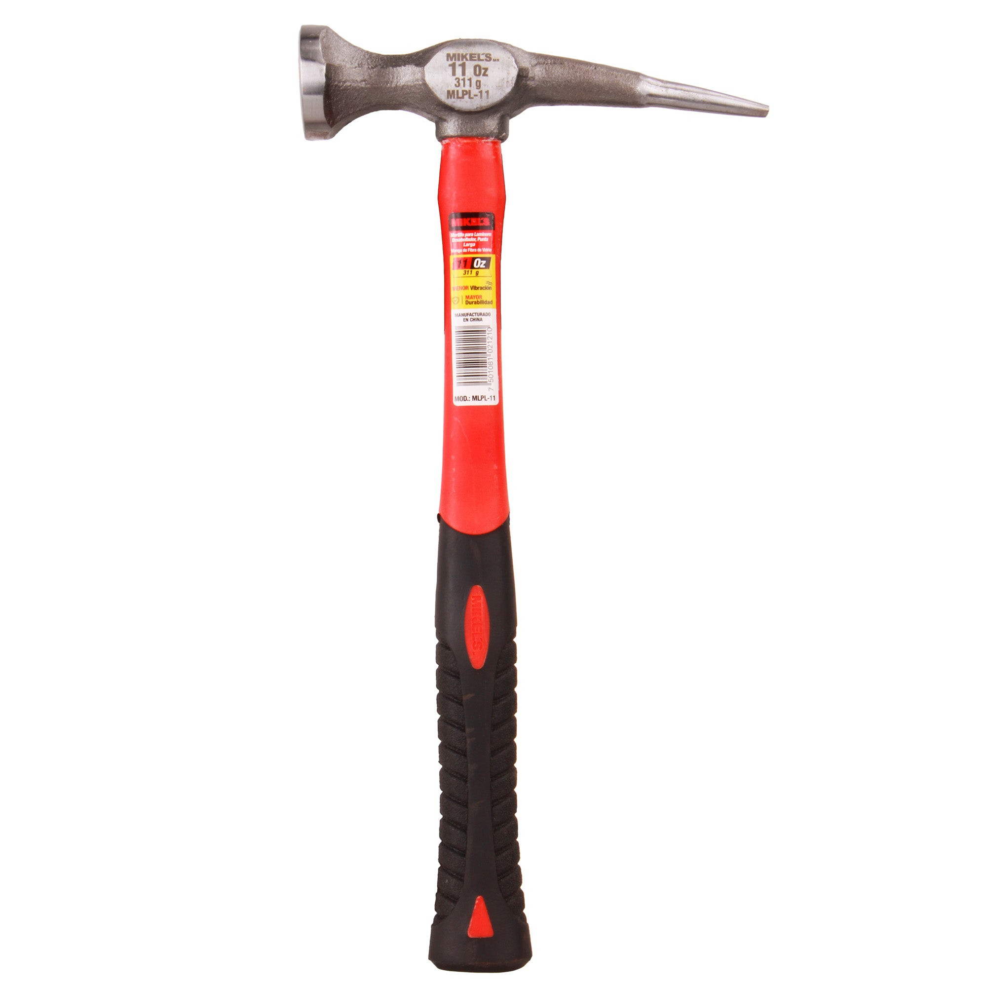 Martillo para laminero desabollador punta larga, mango de fibra de vidrio (11 oz)