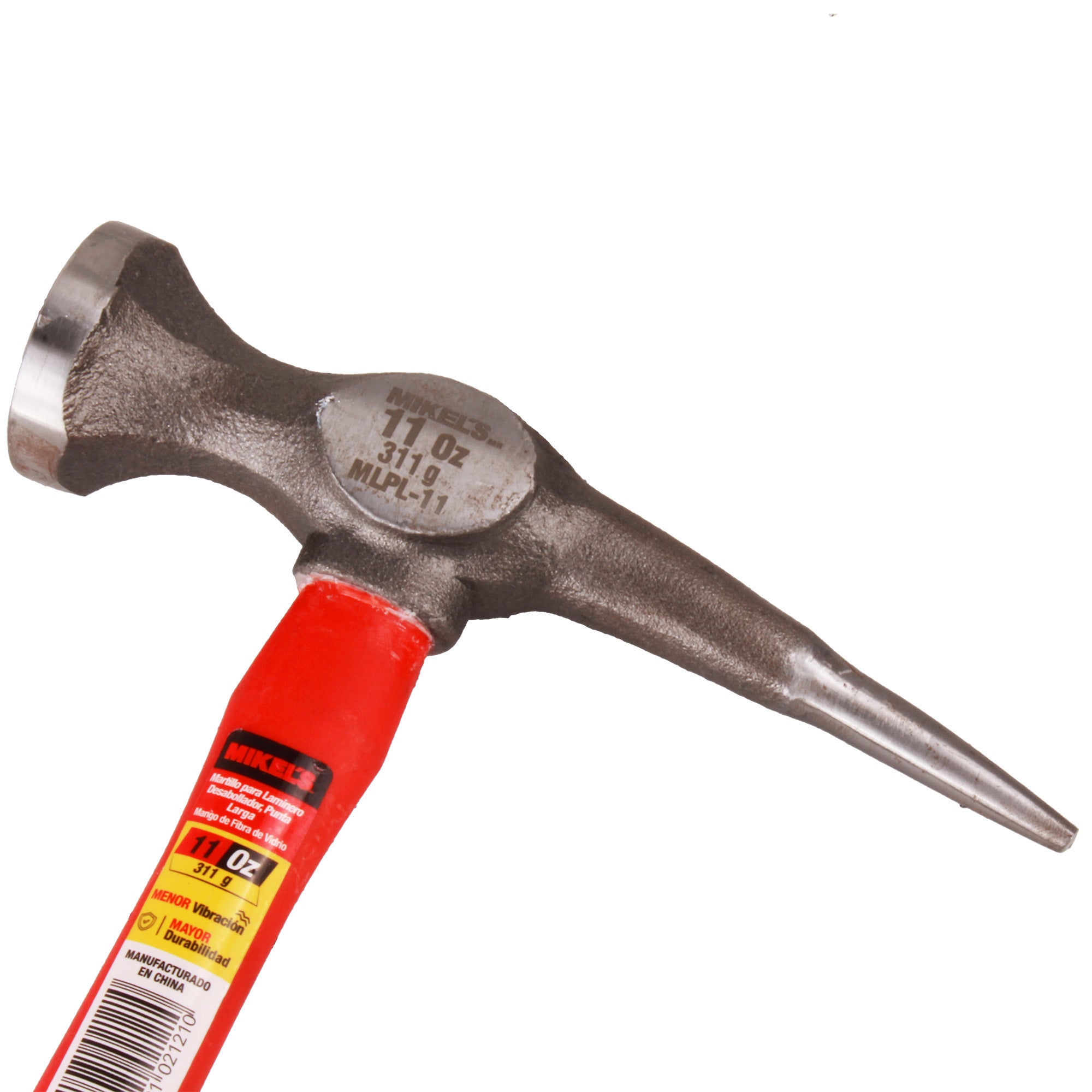 Martillo para laminero desabollador punta larga, mango de fibra de vidrio (11 oz)