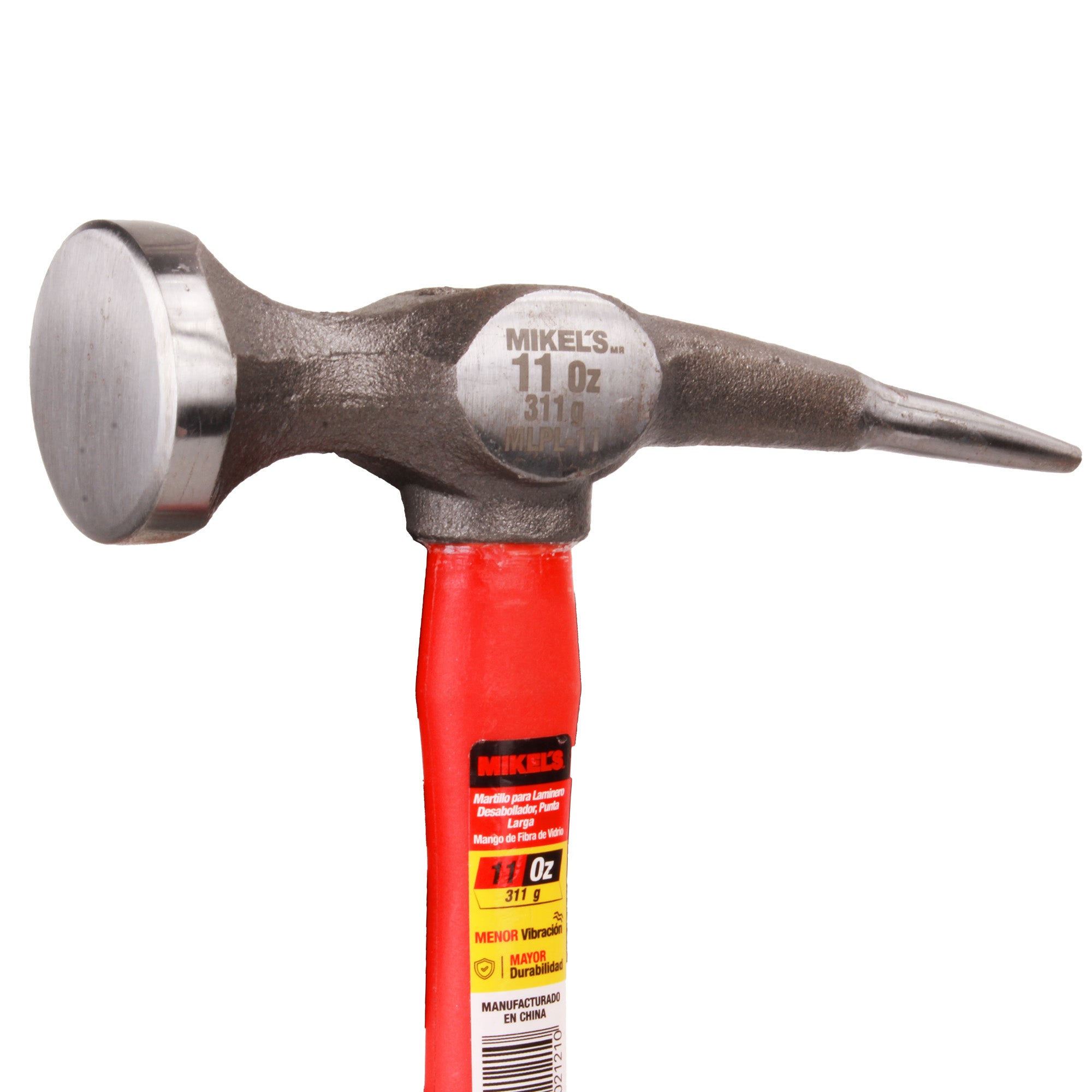 Martillo para laminero desabollador punta larga, mango de fibra de vidrio (11 oz)