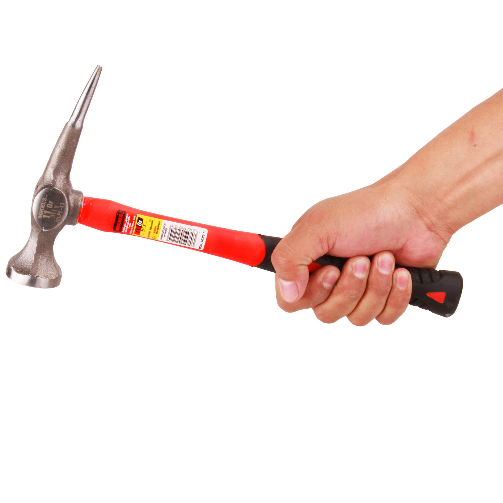 Martillo para laminero desabollador punta larga, mango de fibra de vidrio (11 oz)