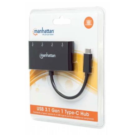 MANHATTAN - Hub Manhattan USB-C 3.2 Gen1 4 Puertos USB-A Color Negro