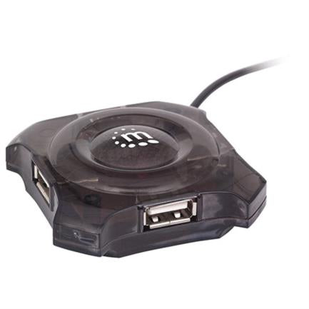 MANHATTAN - Mini Hub Manhattan Económico USB 4 Puertos Color Negro