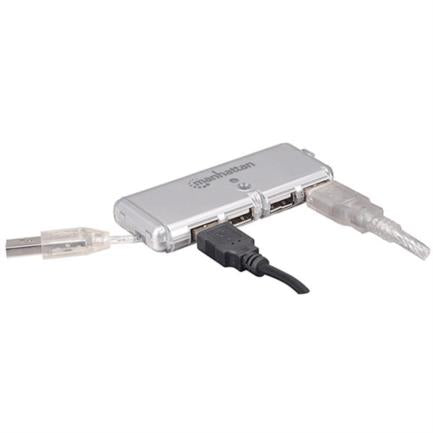 MANHATTAN - Mini Hub Manhattan USB 2.0 Sin Fuente 4 Puertos