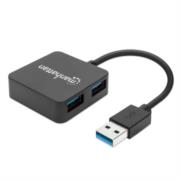 MANHATTAN - Mini Hub Manhattan USB 3.0 Alta Velocidad 4 Puertos Color Negro