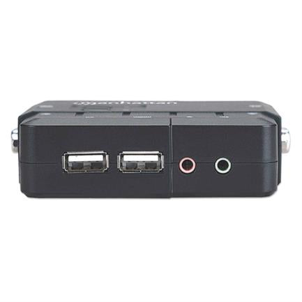 MANHATTAN - Switch KVM Manhattan Compacto 2 Puertos Desktop USB 2:1 Cables+Audio Color Negro