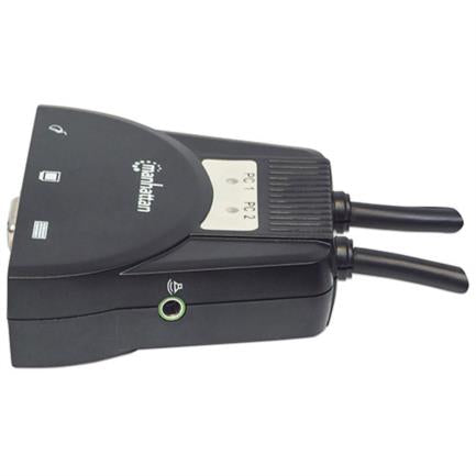 MANHATTAN - Mini Switch KVM Manhattan 2 Puertos USB 2:1 Cables+Audio Color Negro