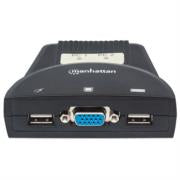 MANHATTAN - Mini Switch KVM Manhattan 2 Puertos USB 2:1 Cables+Audio Color Negro