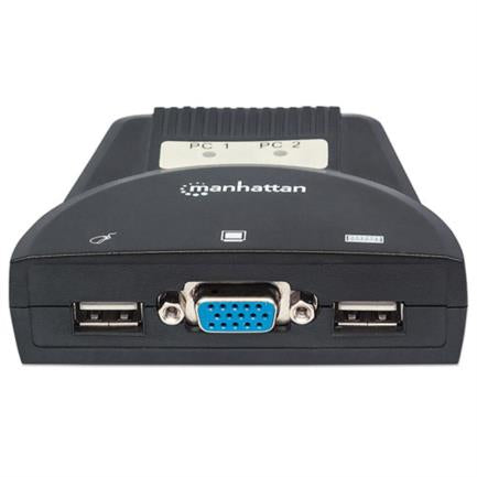 MANHATTAN - Mini Switch KVM Manhattan 2 Puertos USB 2:1 Cables+Audio Color Negro