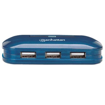 MANHATTAN - Hub Manhattan USB Alta Velocidad 2.0 Alimentación Dual 7 Puertos Color Azul