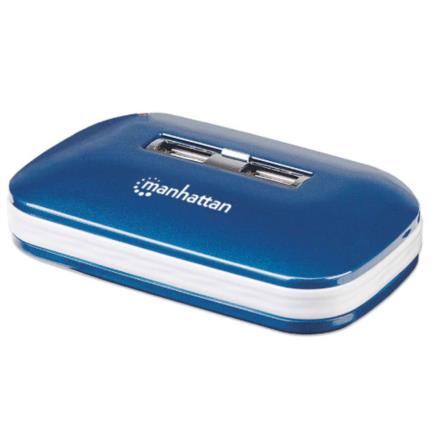 MANHATTAN - Hub Manhattan USB Alta Velocidad 2.0 Alimentación Dual 7 Puertos Color Azul