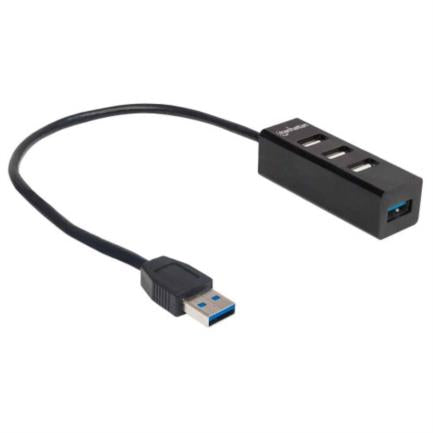 MANHATTAN - Hub Manhattan Combo 1 Puerto USB 3.0/3 Puertos USB 2.0 Color Negro