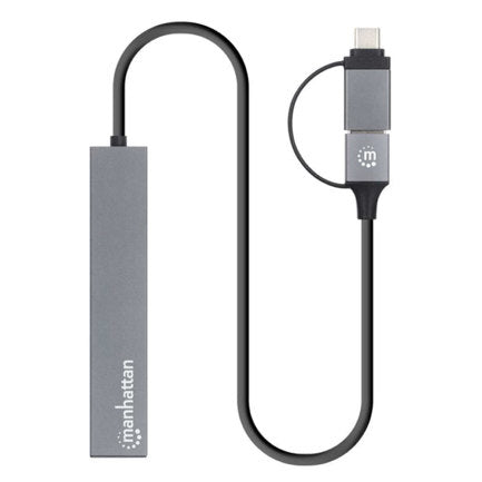 MANHATTAN - Hub Manhattan de 4 puertos USB-A 3.2 Gen 1 con conector adaptable de USB-A a USB-C