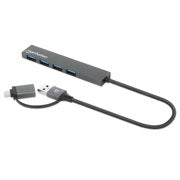 MANHATTAN - Hub Manhattan de 4 puertos USB-A 3.2 Gen 1 con conector adaptable de USB-A a USB-C