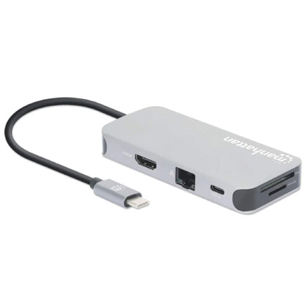 MANHATTAN - Docking Manhattan USB-C  8 ptos HDMI USB-C PD/2xUSBv3.2/USBv2.0 RED SD/Micro SDD
