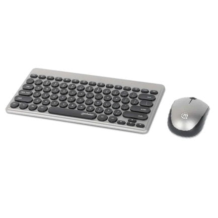 MANHATTAN - Teclado y Mouse Manhattan Optico Inalambrico Negro y Plata Mini Combo