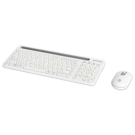 MANHATTAN - Teclado y Mouse Optico Inalambrico Manhattan 2.4G y Bluetooth Blanco Combo Tecla Tijera