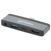 MANHATTAN - Docking USB-C Manhattan 4 ptos HDMI/USB-A/3.5mm/USB-C PD Sin cable