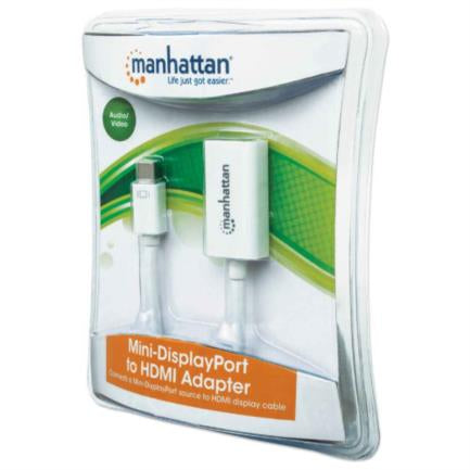 MANHATTAN - Adaptador Manhattan Mini DisplayPort a HDMI Color Blanco
