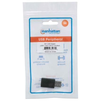 MANHATTAN - Adaptador Manhattan USB-A a USB-C Súper Velocidad Color Negro