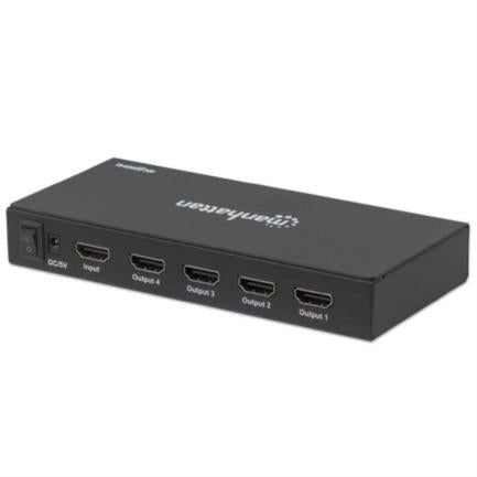 MANHATTAN - Adaptador Manhattan Video Splitter HDMI 4k a 60Hz 4 Puertos Color Negro