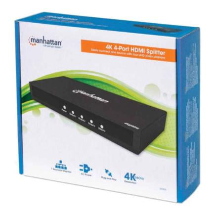 MANHATTAN - Adaptador Manhattan Video Splitter HDMI 4k a 60Hz 4 Puertos Color Negro
