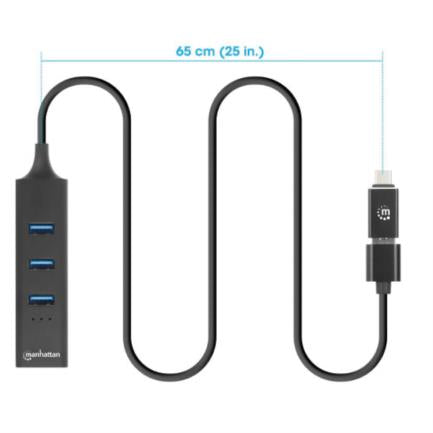 MANHATTAN - Adaptador de Red Manhattan USB A/C con Hub V3 Color Negro