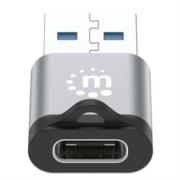 MANHATTAN - Adaptador USB-C V3.2 Gen1 AM-CH 5Gbps 3A Aluminio Gris Espacial/Negro