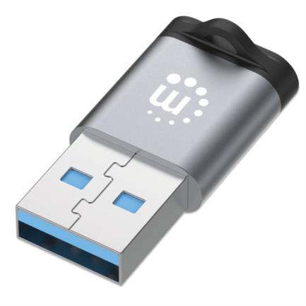MANHATTAN - Adaptador USB-C V3.2 Gen1 AM-CH 5Gbps 3A Aluminio Gris Espacial/Negro