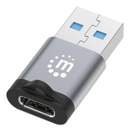 MANHATTAN - Adaptador USB-C V3.2 Gen1 AM-CH 5Gbps 3A Aluminio Gris Espacial/Negro