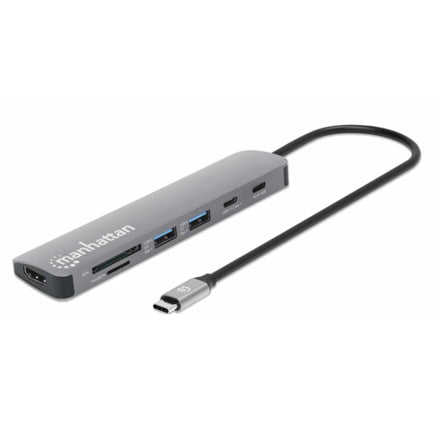 MANHATTAN - Docking USB-C Manhattan 7 puertos HDMI 2xUSB-A USB-C Datos PD Lector