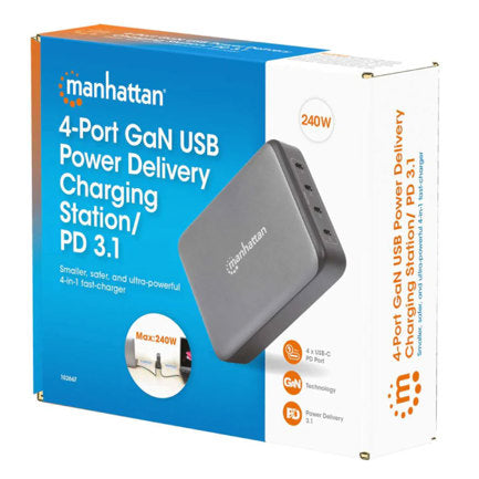 MANHATTAN - Estación de carga USB-C Manhattan 4 puertos USB-C PD 240W