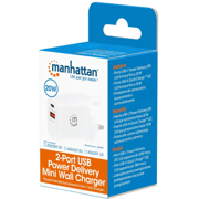 MANHATTAN - Cargador de Pared Manhattan 20W  USB-C PD (20W) y USB-A QC (18W)