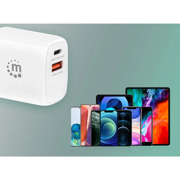 MANHATTAN - Cargador de Pared Manhattan 20W  USB-C PD (20W) y USB-A QC (18W)