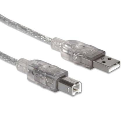 MANHATTAN - Cable Manhattan USB B Alta Velocidad 2.0 A-B 3m Color Plata
