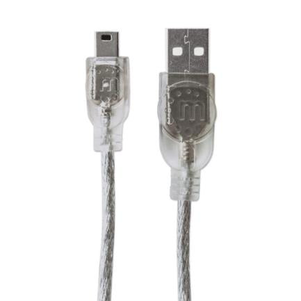 MANHATTAN - Cable Manhattan USB Mini B Alta Velocidad 2.0 A Mini B 1.8m Color Plata