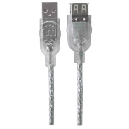 MANHATTAN - Cable Manhattan Extensión USB A-B 2.0 Alta Velocidad 4.5m Color Plata