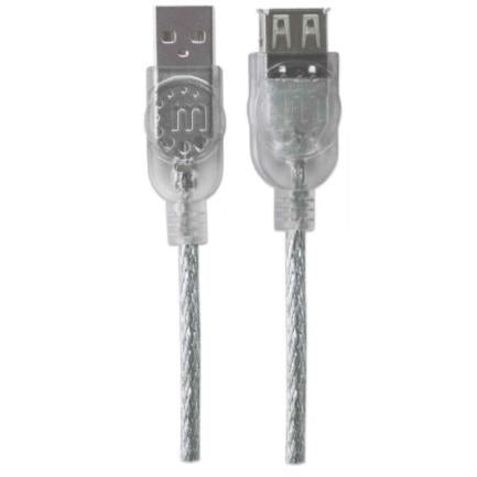 MANHATTAN - Cable Manhattan Extensión USB-A 2.0 Alta Velocidad 3m Color Plata