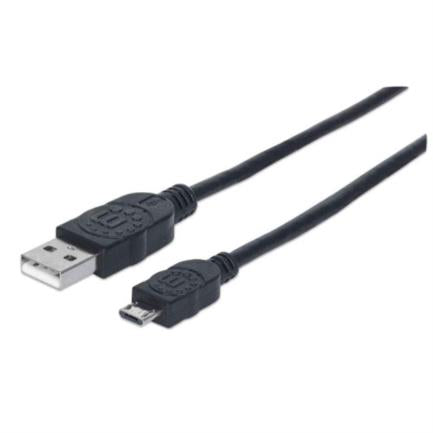 MANHATTAN - Cable Manhattan USB-A Micro USB-B 2.0 Alta Velocidad 0.5m Color Negro