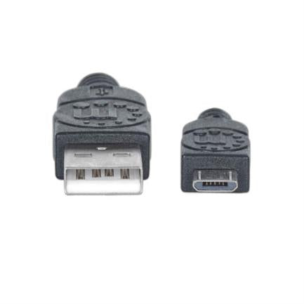 MANHATTAN - Cable Manhattan USB-A Micro USB-B 2.0 Alta Velocidad 0.5m Color Negro