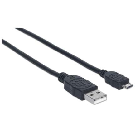 MANHATTAN - Cable Manhattan USB-A Micro USB-B 2.0 Alta Velocidad 0.5m Color Negro