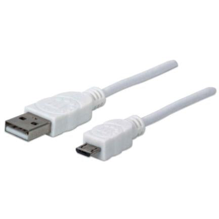 MANHATTAN - Cable Manhattan USB-A Micro USB-B 2.0 Alta Velocidad 1m Color Blanco