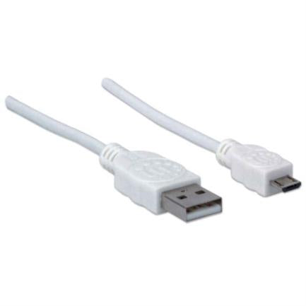MANHATTAN - Cable Manhattan USB-A Micro USB-B 2.0 Alta Velocidad 1m Color Blanco