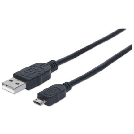 MANHATTAN - Cable Manhattan USB-A Micro USB-B 2.0 Alta Velocidad 3m Color Negro
