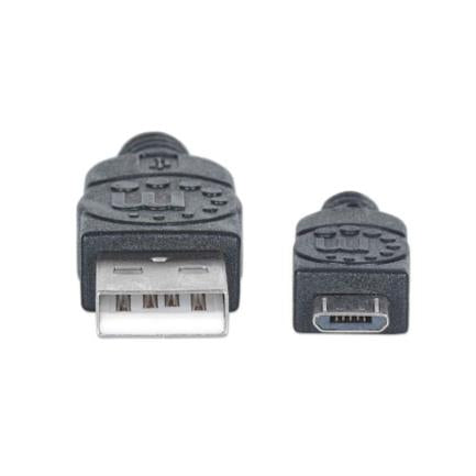 MANHATTAN - Cable Manhattan USB-A Micro USB-B 2.0 Alta Velocidad 3m Color Negro