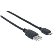 MANHATTAN - Cable Manhattan USB-A Micro USB-B 2.0 Alta Velocidad 3m Color Negro