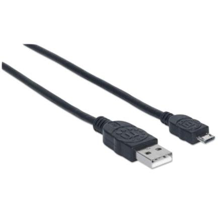 MANHATTAN - Cable Manhattan USB-A Micro USB-B 2.0 Alta Velocidad 3m Color Negro